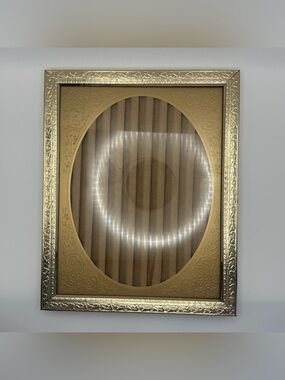 Vintage Gold Tone Oval Picture Frame 8x10 Ornate Embossed Metal Easel Back